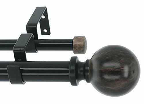 Meriville 1-Inch Diameter Prima Single Window Treatment Curtain Rod Black 28-Inch to 48-Inch