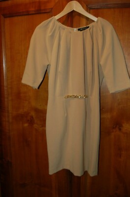 Roberta Biagi Damen Kleid, beige, Doppelrisse, 60 Polyester 16Viskose, Gr. 44