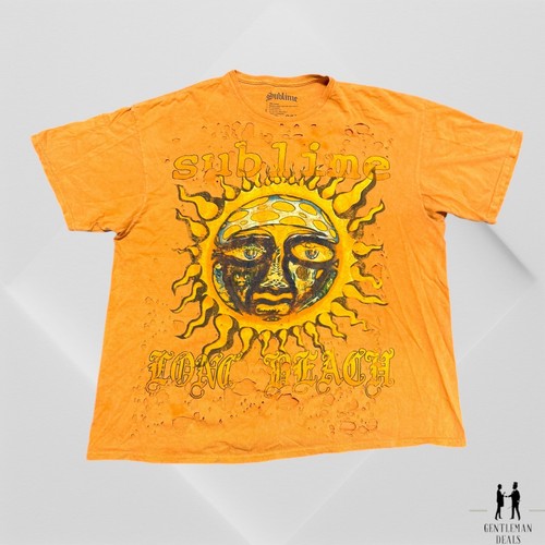 Sublime Long Beach Sun Orange Destroyed Oversized Tee Shirt S / M Fits Like L - Picture 4 of 6