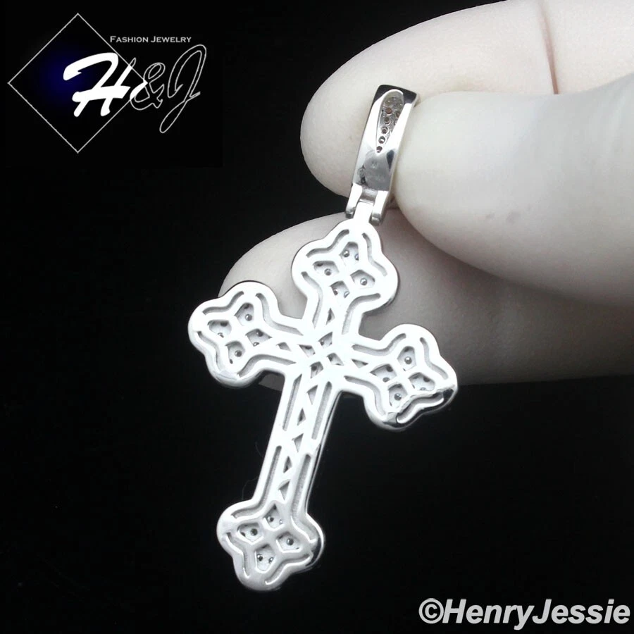 COLGANTE CRUZ MOISSANITA 3D PLATA ESTERLINA 925 SÓLIDA PARA HOMBRE*MP496 Foto 4 de 4
