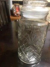1983 Anchor Hocking Planters Mr. Peanut Glass Jar with Lid Diamond Pattern 