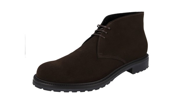 Prada Wildleder Schaf Fell Desert Boots Stiefelette Schuhe - Braun - 11 45-image