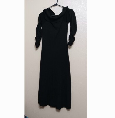 Bardot L Black Pleated On/Off Shoulder Knit Marta Maxi Dress Ruched Sleeves  | eBay