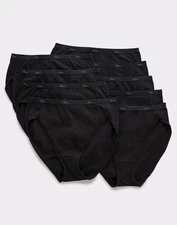 Hanes 10-Pack Hi-Cuts Panties Women's Underwear Breathable Cotton All Black 6-10