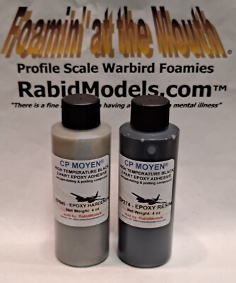 CP MOYEN BLACK High-Temp 2-part EPOXY GLUE 8 OZ SET (2 x 4oz) Fast & Strong
