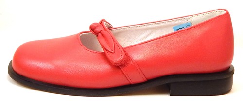 DE OSU -Spain - Girls Red Leather Bow Dress Shoes Flats -European 27 -Size 10 - Picture 3 of 5