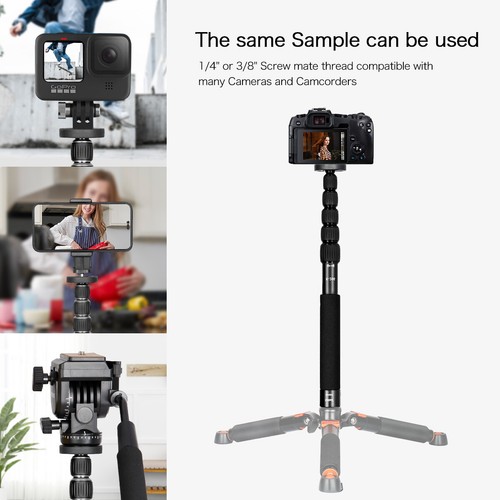 Camera Monopod Compact Portable Unipod Stand Aluminum Alloy 6-Section - Black - Picture 3 of 6