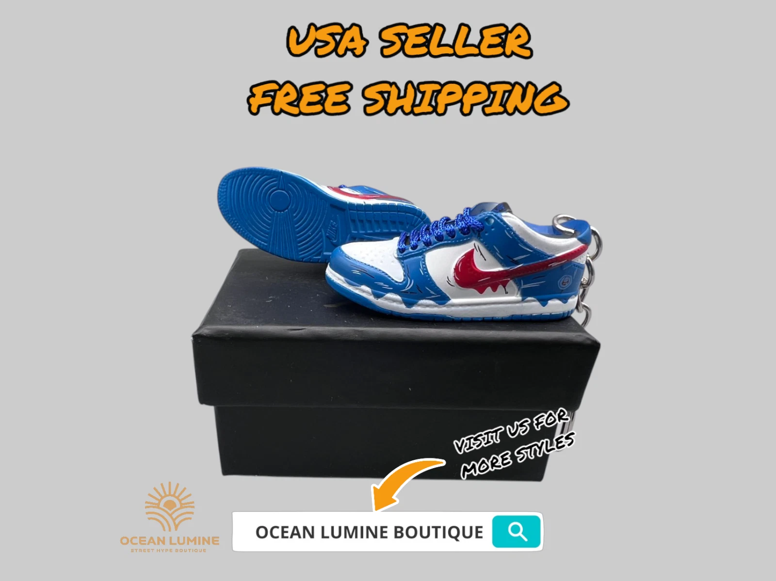 SB Dunk Low Mini Porte clés Baskets 3D, Baskets Basketball Boîte de Collection Options