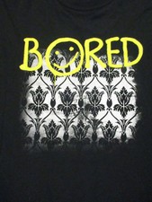 2X / 3X black BORED t-shirt - SMILEY GRAFFITTI style on WALLPAPER