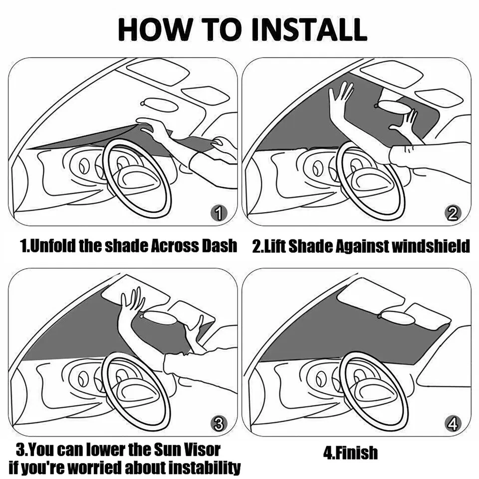 For All Fiat Sun Shade Easy Install High Quality Foldable - Image 4 of 4