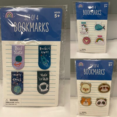 Best Brands Kids Magnetic Two Sided Graphic Fun Set Of 4 Bookmarks