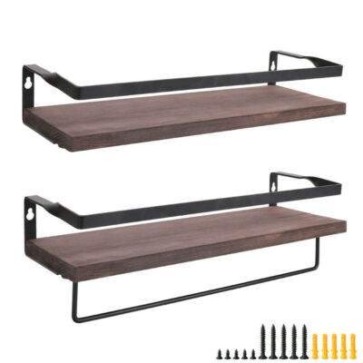 Peter‘s Goods Schweberegal Mit Stange (2er Set) – Schwarz, Aus Holz, Für Badezimmer & Mehr