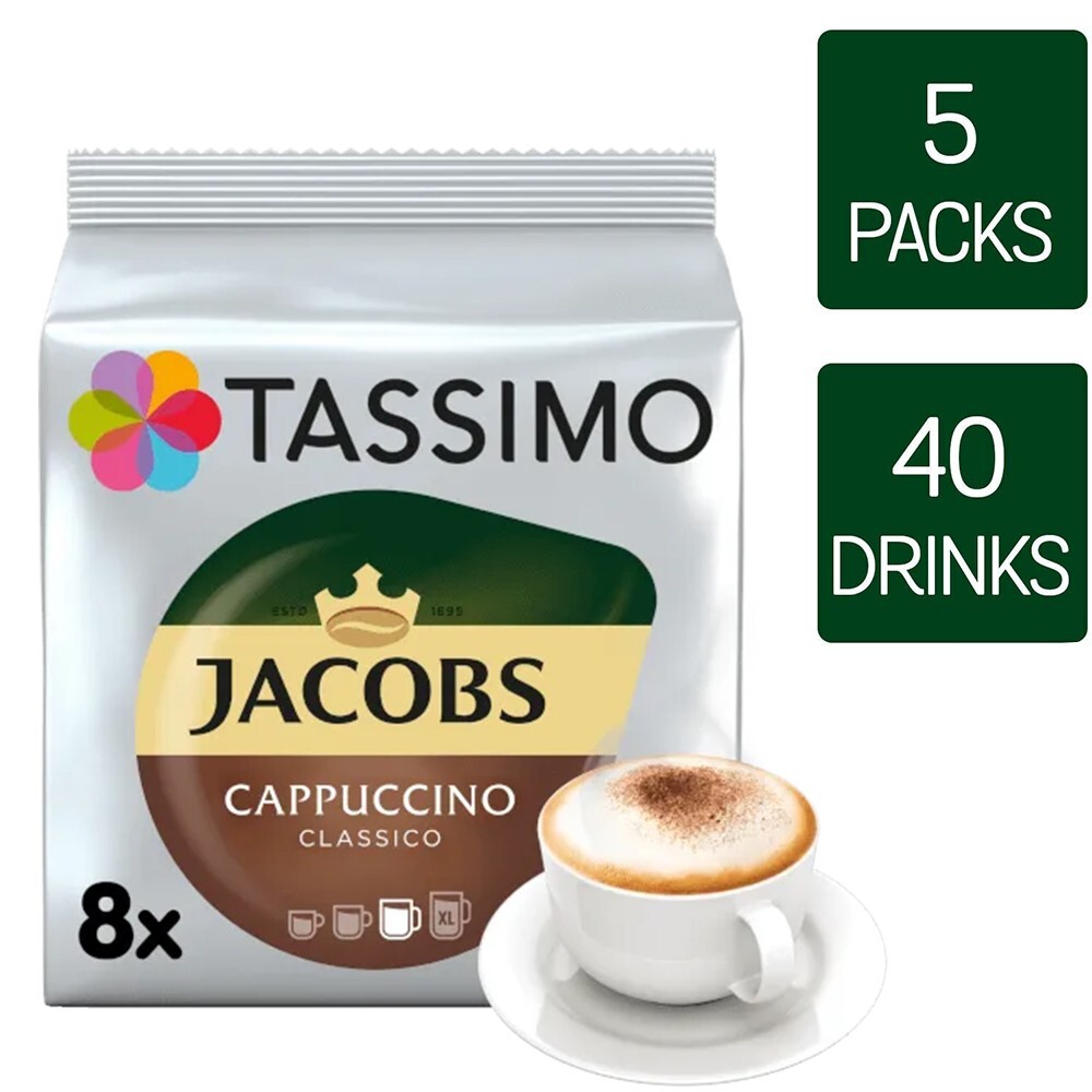 Tassimo Coffee Pods Jacobs Cappuccino 5 Packs (40 Drinks)
