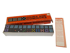 Vintage Double Nine Dominoes, Color Dot, Borgfeldt Toys, Sealed Pieces, w/Box