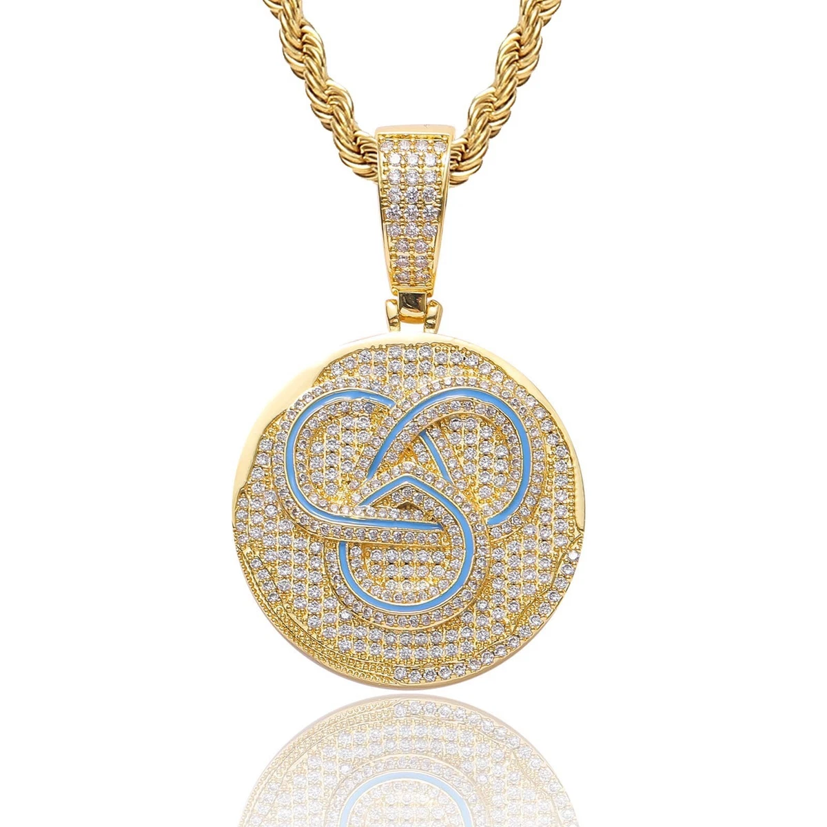 Round GALI Hip hop Jewelry Gold Filled Micro Pave CZ Pendant DJ Necklaces Gifts