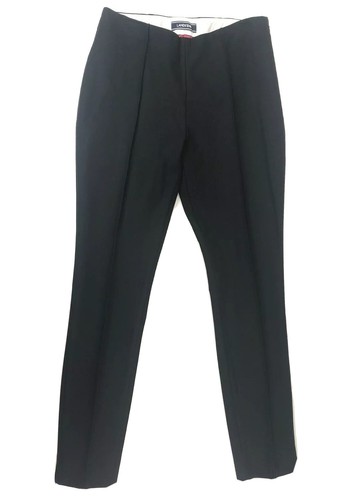 Lands End 2 Petite Mid Rise Slim Leg Black Stretch Skinny Pants Front Seams Nice