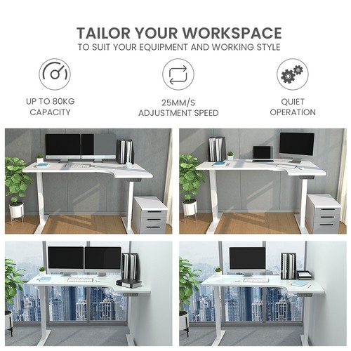 FORTIA L-Shape Standing Desk Stand Up Sit Height Adjustable Motorised Electric - Picture 4 of 12