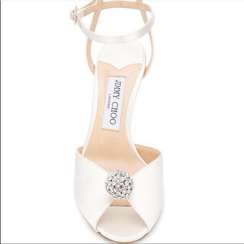 New jimmy Choo Ivory Sacora Sandals with Crystal-Embellished Sphere $995 39.5 - Picture 5 of 16