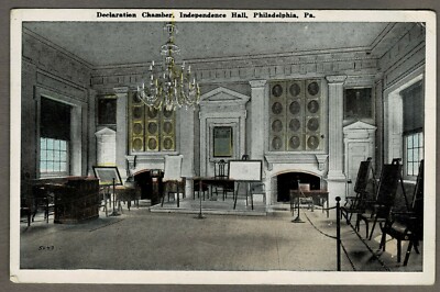 Farb-AK PHILADELPHIA: INDEPENDENCE HALL / DECLARATION CHAMBER, gelaufen 1924