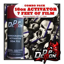 16oz hydrographic film / activator Blue Line Tactical Skulls hydro dip wizard