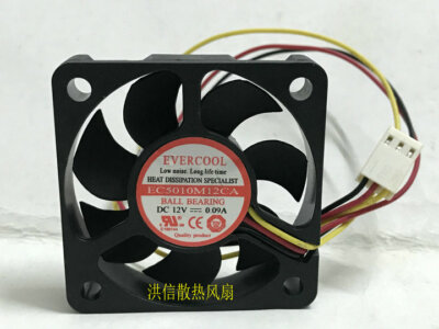 1 PCS   EVERCOOL  Fan  EC5010M12CA  DC12V 0.09A   5010   5CM  3 Pin