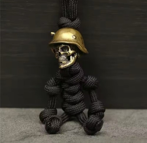 Soldier Skull Head Keychain Biker Friend Paracord Bike Backpack Gift Keyring - Picture 5 of 8
