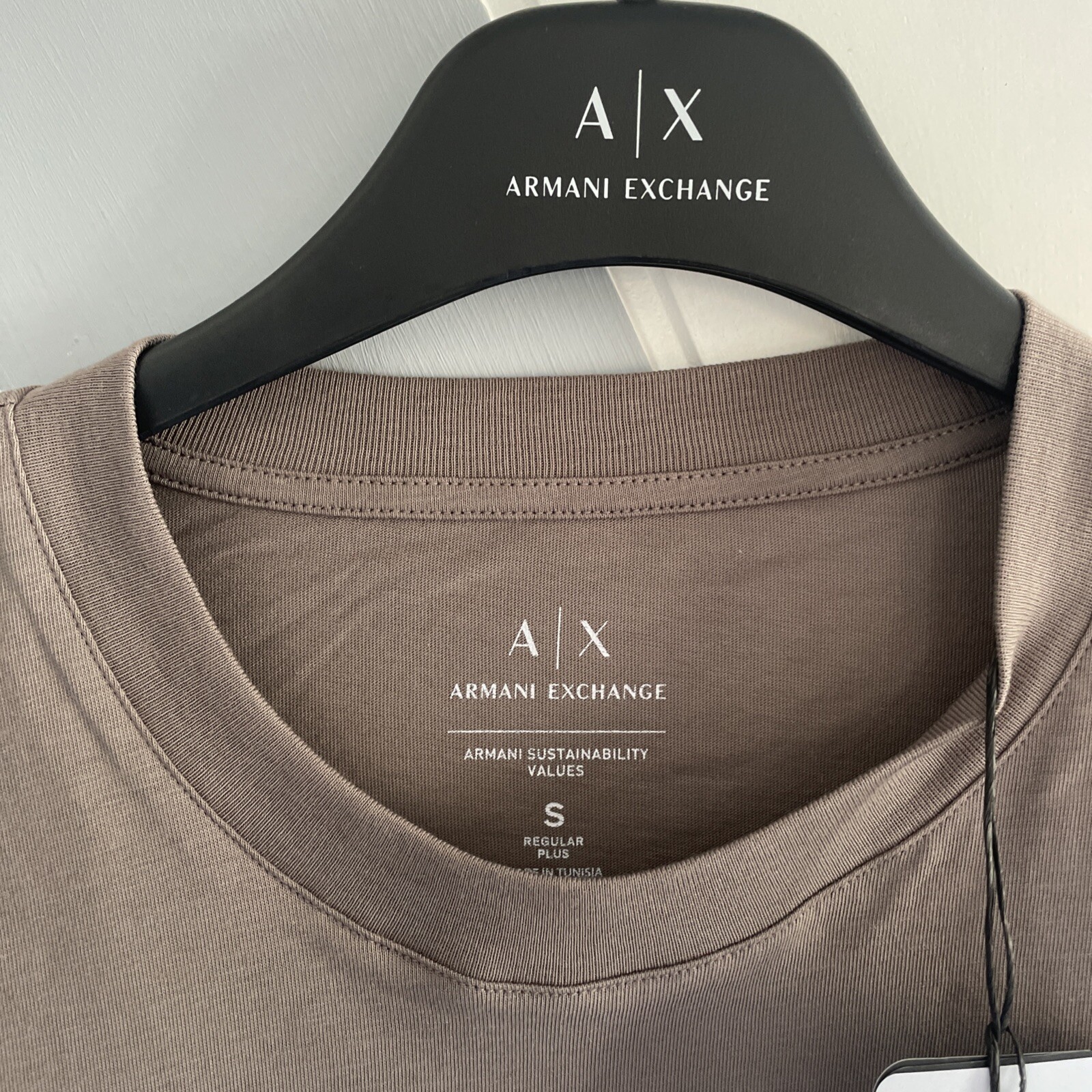 100percent GENUINE A/X ARMANI EXCHANGE DRIFTWOOD BROWN T-SHIRT RRP £65 SIZE-SMALL REG+ image 2