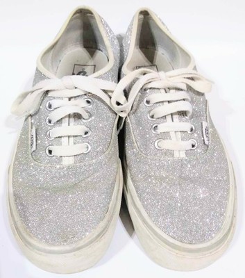 silver sparkle vans womens
