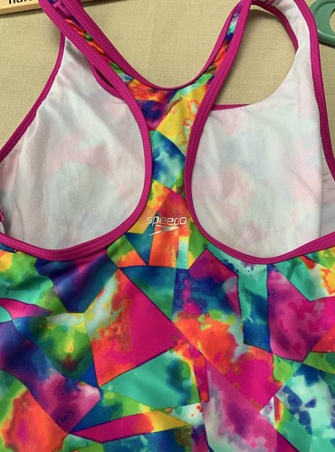 Speedo 7776820 One Piece Fastback Multi Color Swimsuit Teen Sz 16 - Picture 3 of 6