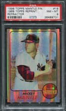 PSA 8 NM MINT 1996 TOPPS FINEST MICKEY MANTLE 1968 #18 YANKEES REFRACTOR B176