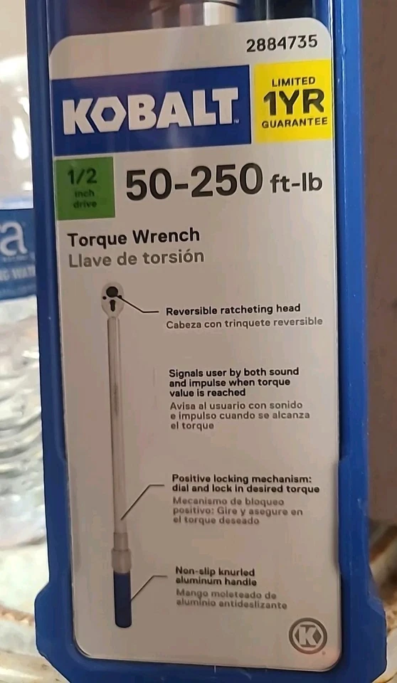 Kobalt 1/2-in Drive Click Torque Wrench 81704 (50-ft lb to 250-ft lb) 2884735 - Image 4 of 4