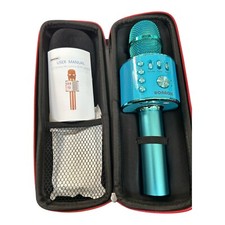 NEW Bonaok Wireles Bluetooth Karaoke Microphone Portable Handheld Speaker Blue