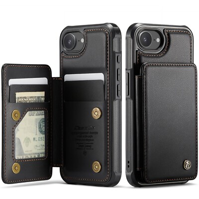 For iPhone 16e 15 Plus 14 13 17 Pro Max 11 Wallet Case Card Holder for Women Men