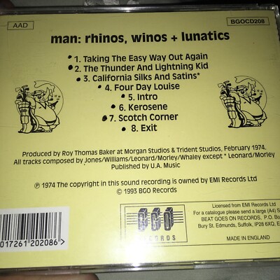 MAN 1974 Rhinos, Winos and Lunatics by Man (CD, Oct-1993