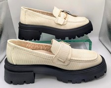 Elle Ladies Chunky Cream Faux Crocodile Skin  Shoes In Size UK 5 Brand New