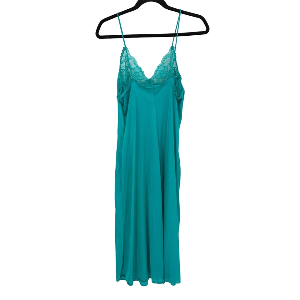 Vestido sin Mangas Vintage Undercover Wear Para Mujer S/M Azul Teal Encaje Top Midi Foto 4 de 4