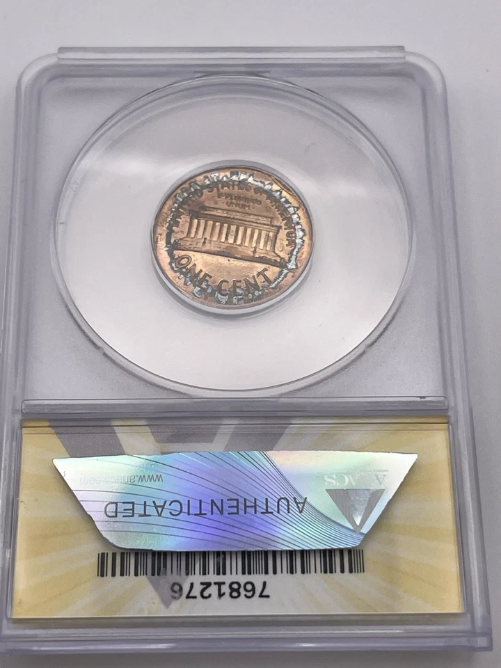 Mint Error 1991 Lincoln Memorial Cent ANACS Certified MS 63- Broadstruck Indent  - Image 4 of 4