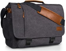 Men Messenger Bag 17-17.3 Inch Laptop Bag Water-resistant Canvas Computer Sho...