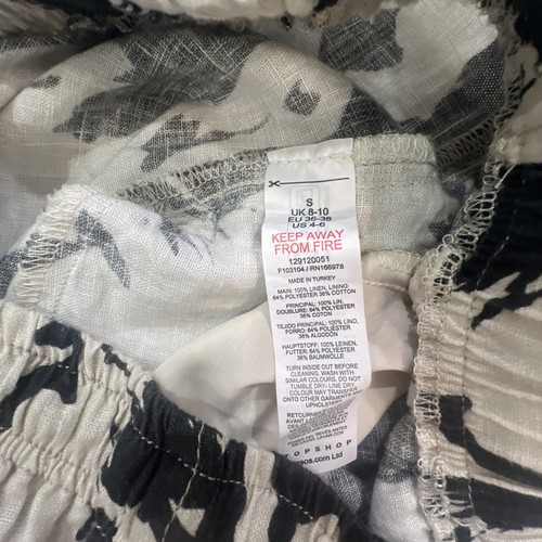 TOPSHOP Nordstrom Floral Linen Drawstring Pants Size 4-6 Black/Cream Pockets NWT - Bild 14 von 16