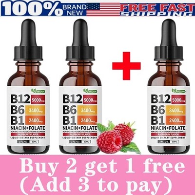 Vitamin B Complex, B12 Sublingual Liquid Drops B6 B1 Niacin+Folate - Add 3 Pay 2