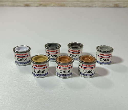 Humbrol Enamel Model Paint Lot Of 7, 2 Opened