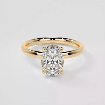 Diamant Ring funkelnd 14k Gelbgold E F VVS2 IGI Lab Created Ovalschliff 2,15 ct