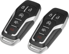 X AUTOHAUX 2pcs 5 Button Replacement Key Fob Case Keyless Black, Silver Tone 