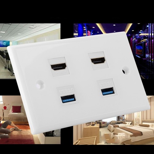2-Port 2 Port Usb3.0 Coupler Cover Video Hdtv Wall Plate P HLF - Afbeelding 3 van 8