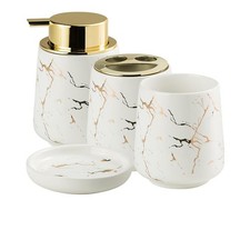 Ceramic Bathroom Accessory Set, Marble Soap Dispenser Washing Set- Hand Lotio...