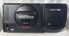Sega CD + Sega Genesis Model 1 Console Combo w/ Controller & Cords & Sewer Shark