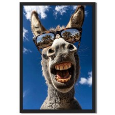 Laughing Donkey with Sunglasses Wall Art Canvas Oil Paintings Reproduction