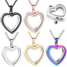 Glass Cremation Jewelry Heart Necklace for Ashes Memorial Pendant Free Ship USA