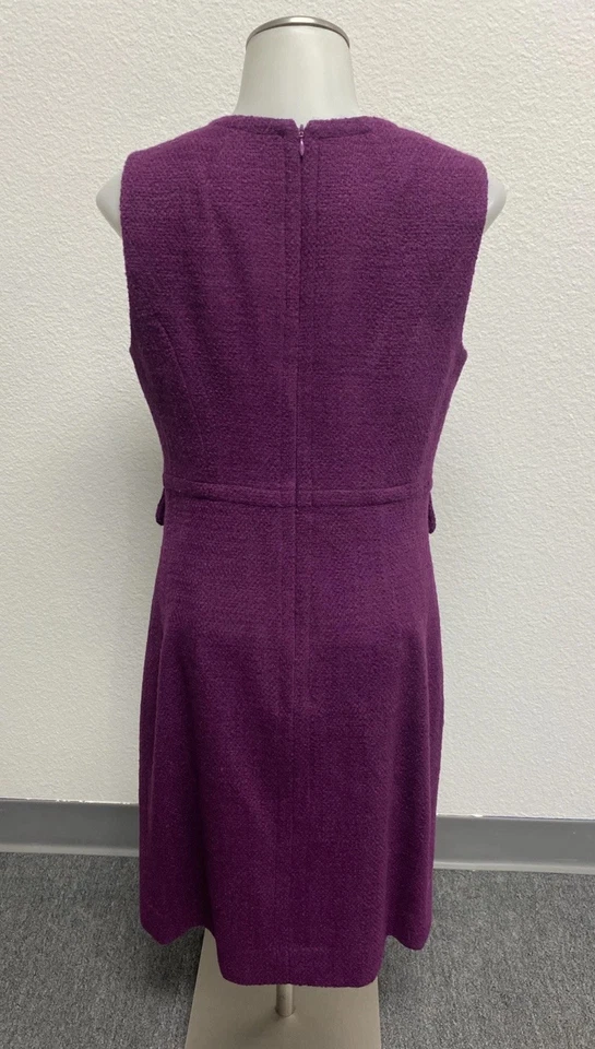 Milly Burgundy Sleeveless Wool Boucle Sheath Dress w/ Grommet Detail US sz 6 - Image 2 of 4