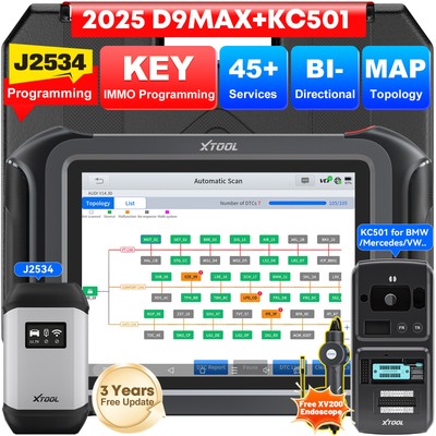 2026 XTOOL D9MAX KC501 Key Programmer SET J2534 Programming Auto Diagnostic Tool